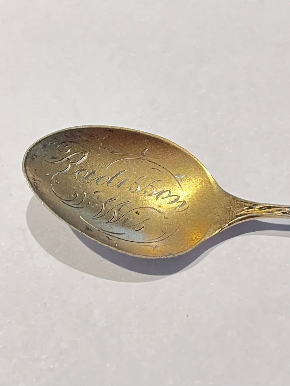 Antique Radisson Wisconsin Souvenir Spoon Floral Silverplate Grand Silver Co